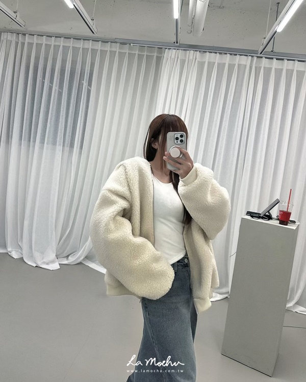 無領羔毛保暖外套